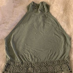La hearts ribbed  sage green turtleneck tank top